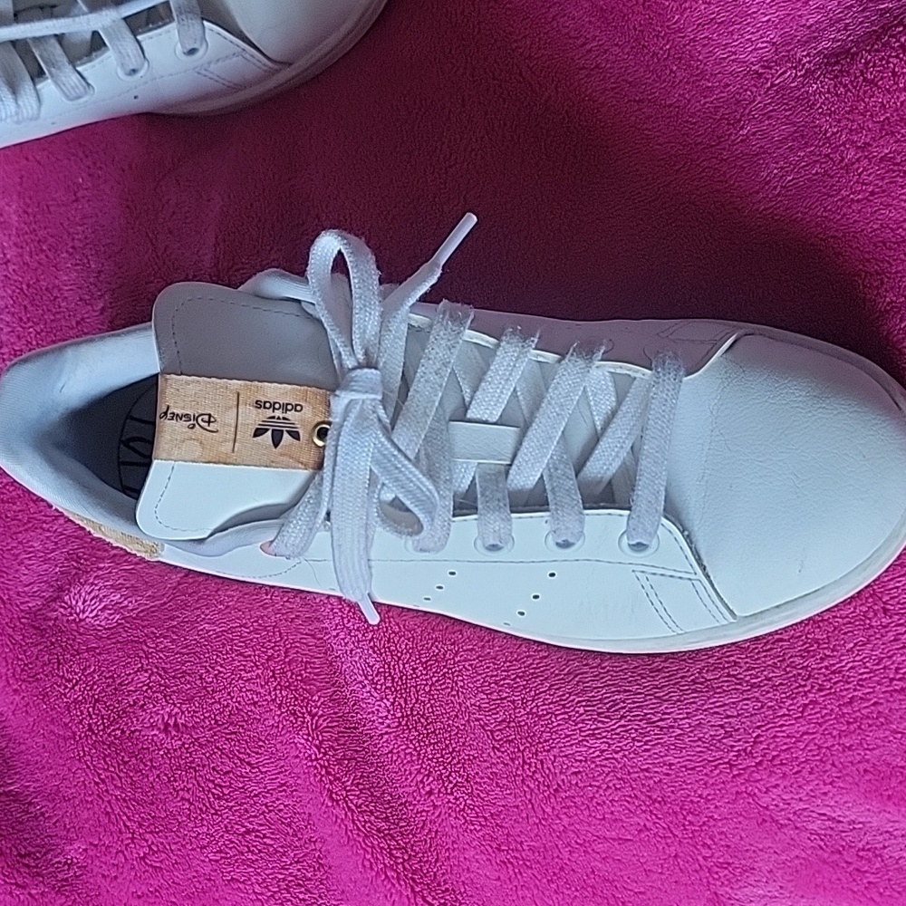 Adidas Women's Stan Smith Disney Edition White Sneakers with Tan Accents - Picture 3 of 6